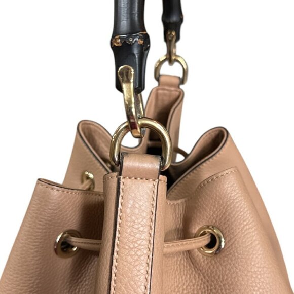 GUCCI Beige Leather Bamboo Shoulder Bag - Picture 10 of 12